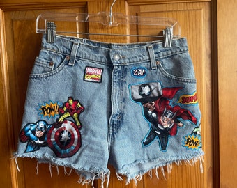 Made to Order Only/ Superhero Cutoff Shorts / Superhero Clothes / Comics Shorts / Denim / Cutoff shorts