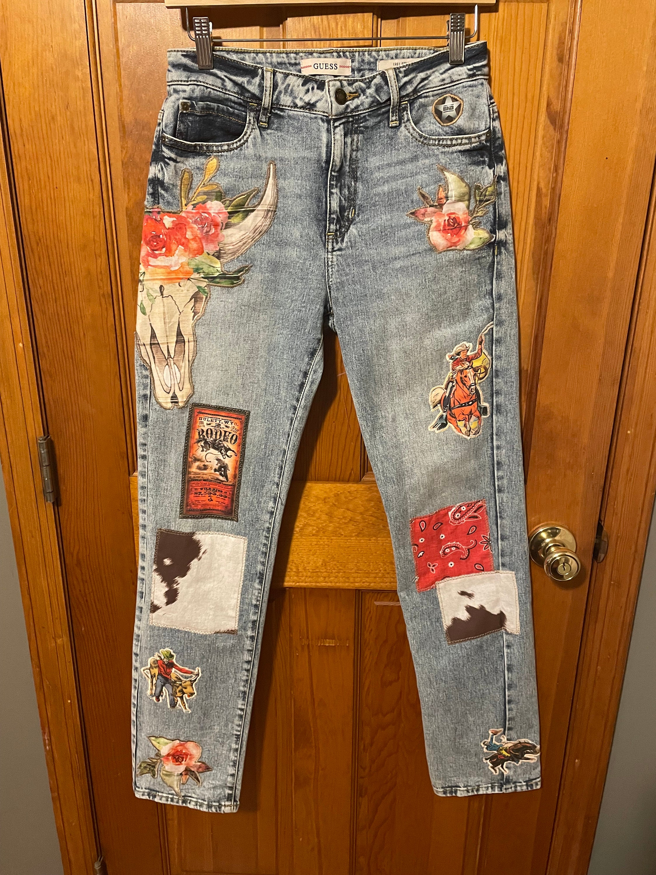 Floral Guess Jeans - Etsy