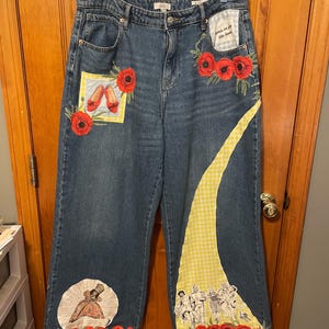 Wizard of Oz upcycled jeans / Wizard of Oz / No place like home / ruby slippers