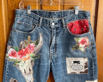 Rodeo jeans / Coyboy shorts / Cowgirl cutoffs / upcycle