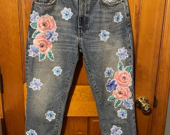 Upcycled Floral Distressed Jeans