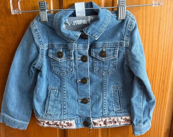 Upcycled Baby Western Denim Jacket – Cowboy Rodeo Jacket, Farmcore Baby Jacket, Horse & Ranch Scene, Handmade Appliqué Kids Jacket