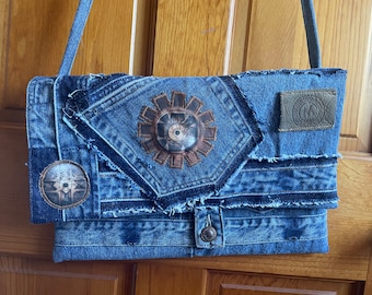 Steampunk Crossbody Denim Bag