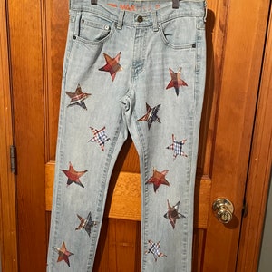 Vintage skinny star jeans/Hipster Jeans/Jeans/boho/vintage jeans/womens jeans/star patches/plaid/90s fashion