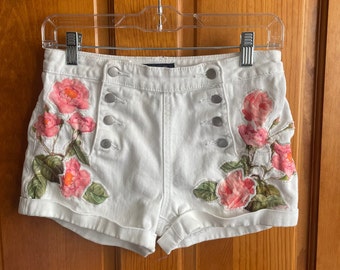 Upcycled Delia’s Shorts with Pink Floral Detail