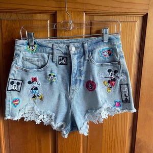 Made to Order Only / Custom Mickey and Minnie Shorts / Distressed Mickey and Minnie shorts for Disney