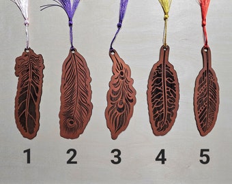 Feather - Leather Bookmark (5 Options)