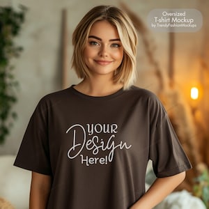 Comfort Colors Espresso T-shirt Mockup: Oversized Boho Style (Digital Download)