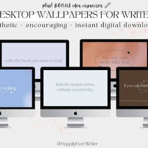 BUNDLE OF 17 | Aesthetic Desktop Wallpapers for Writers | Instant Download | HappilyEverWriter