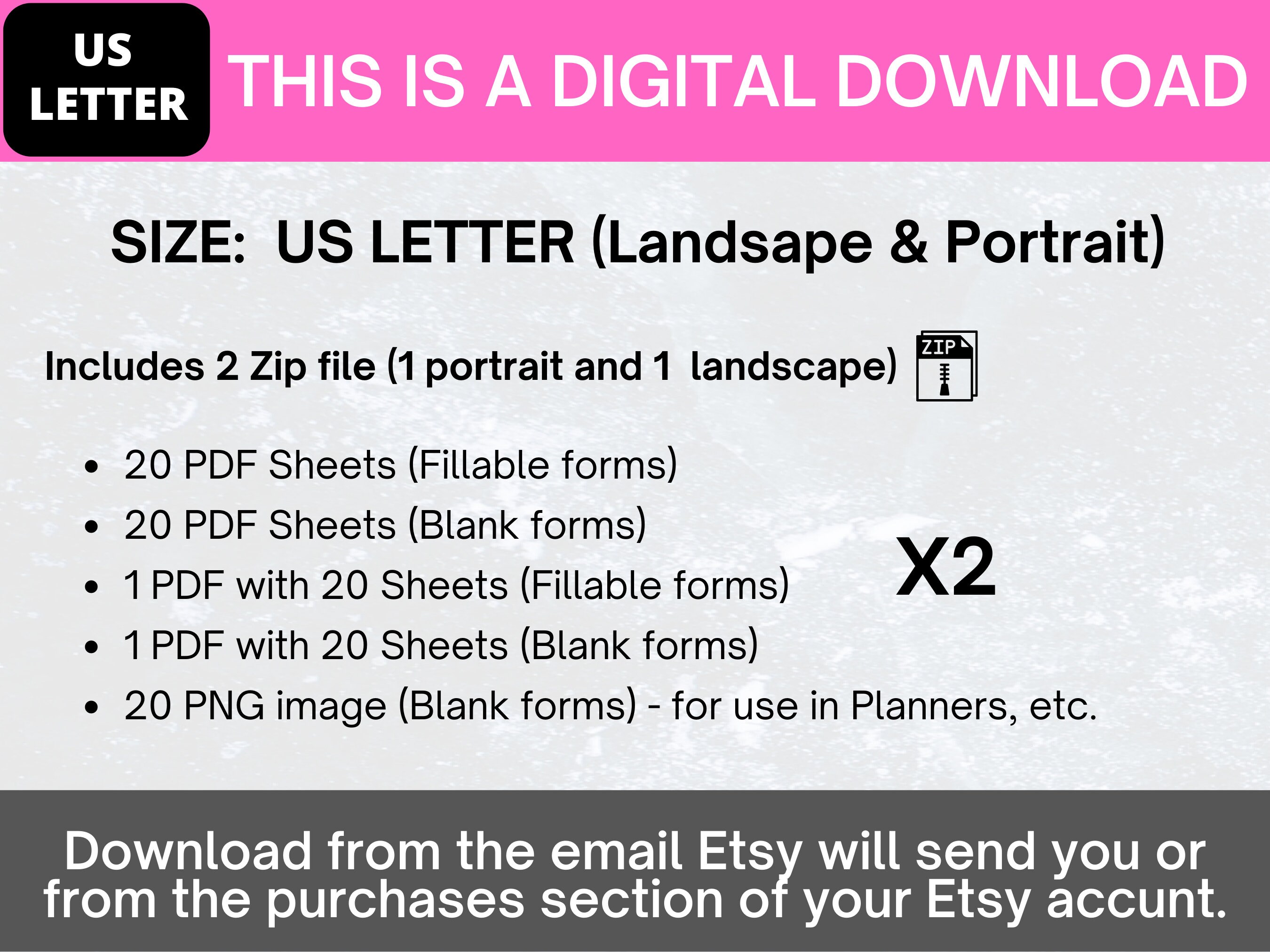 Simple Spreadsheet PDF, US Letter (portrait & Landscape), 20 Sheets X2 ...