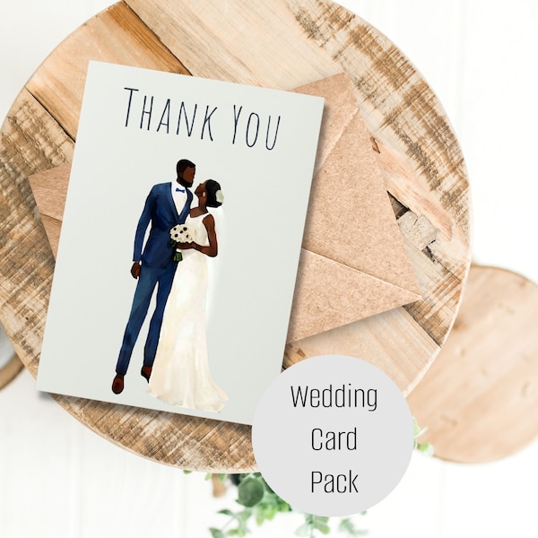 Elegant African American Thank You Wedding Cards: A Heartfelt Expression of Gratitude for Your Guests Wedding Favor Pack (8, 16, and 24 pcs)