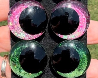 Handpainted Safety Eyes for Crochet Amigurumi | Glitter Eyes | Choose 30, 25, or 20mm | One Pair with backs