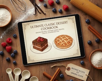 Recetario de postres clásicos definitivo (ebook) / Recetas de repostería, dulces, descarga digital, recetas clásicas, guía de repostería (PDF)