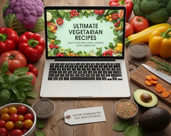 Receta vegetariana definitiva / Libro digital de cocina saludable a base de plantas / Comidas fáciles sin carne / Descarga instantánea en PDF