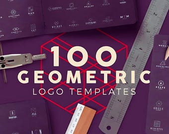100 plantillas de logotipos geométricos, diseño de logotipos empresariales editable