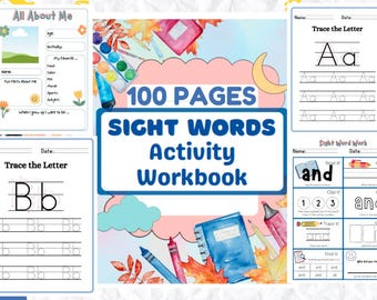 Cuaderno de actividades de palabras de uso frecuente para niños, 100 páginas (imprimible)