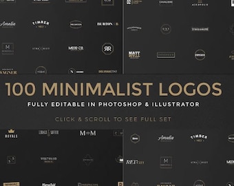 100 plantillas de logotipos minimalistas, imagen corporativa (descarga digital)