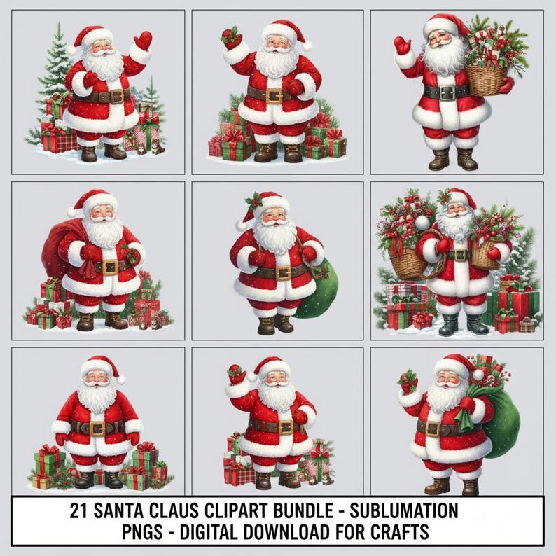 Santa Claus Clipart Bundle – Festive PNG Images (digital Download) - Etsy