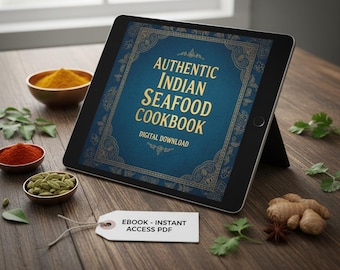 Auténtico libro de cocina de mariscos de la India - Descarga digital / Curry de pescado de Goa, biryani de langostinos, recetas de Kerala / Libro electrónico de recetas de mariscos de la India