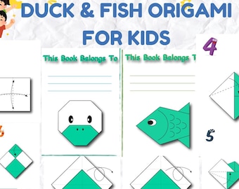 Plantillas de origami de peces y patos para imprimir, actividad de plegado de papel para niños (25 páginas)