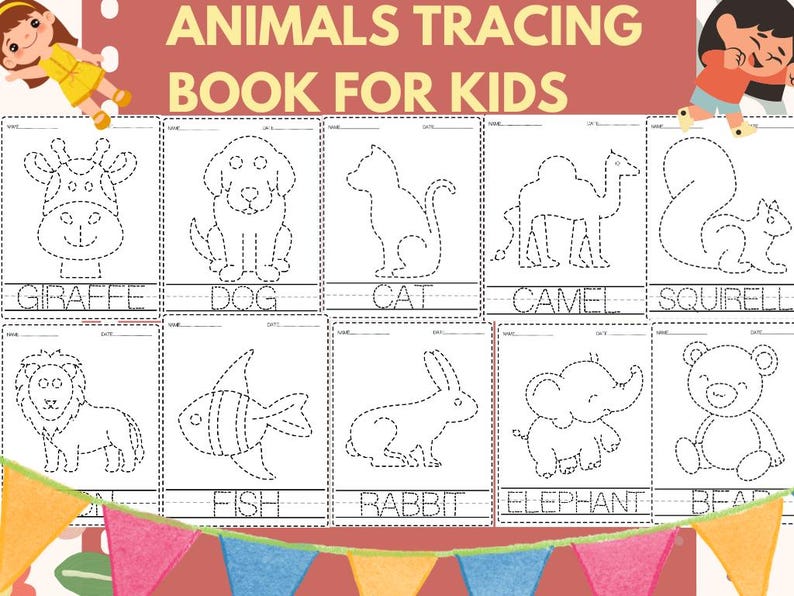 Animal Tracing Worksheets,printables,preschool Tracing,tracing Book