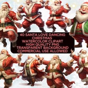 30 Santa Dancing Christmas Clipart,Clipart Bundle,christmas clipart,watercolor christmas,cliparts bundle,commercial use,holiday cliparts