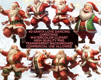 30 imágenes prediseñadas navideñas de Papá Noel bailando