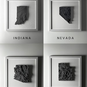 Zustand handgemachte topographische Karte Kunst - 13x13 gerahmte Wanddekoration - Einzigartiges Housewarming Geschenk