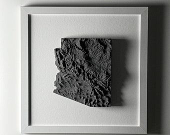 Handgemaakte 3D-topografische staatskaartkunst: ingelijste cementmuurdecoratie