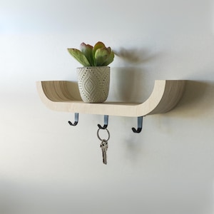 Handmade Key Holder Shelf: Baltic Birch Entryway Organizer