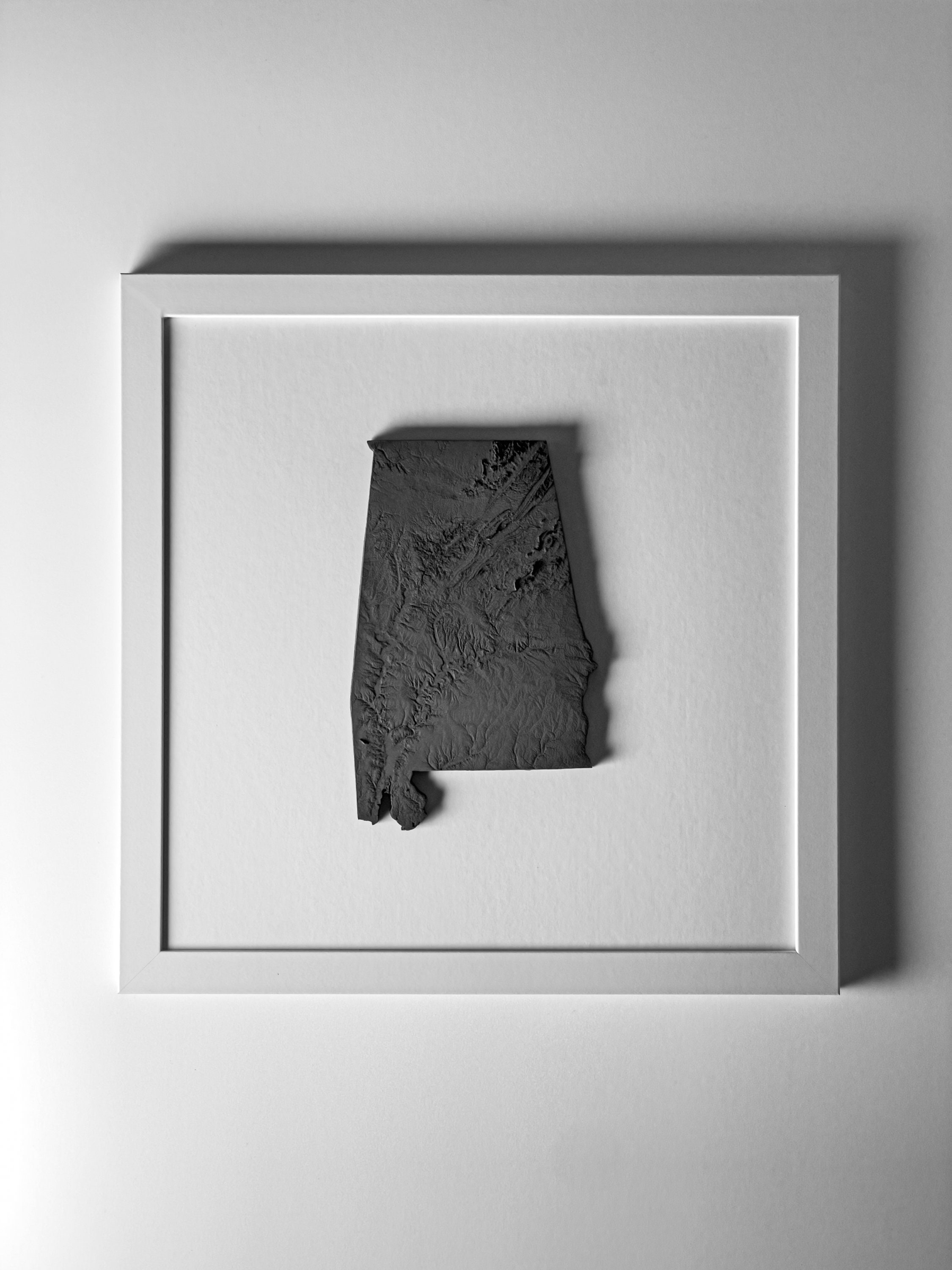Handgemaakte topografische kaartkunst van Alabama: 3D-muurdecor van cement