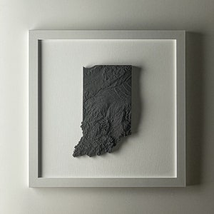 Zustand handgemachte topographische Karte Kunst - 13x13 gerahmte Wand-Dekor - einzigartiges Einweihungsgeschenk