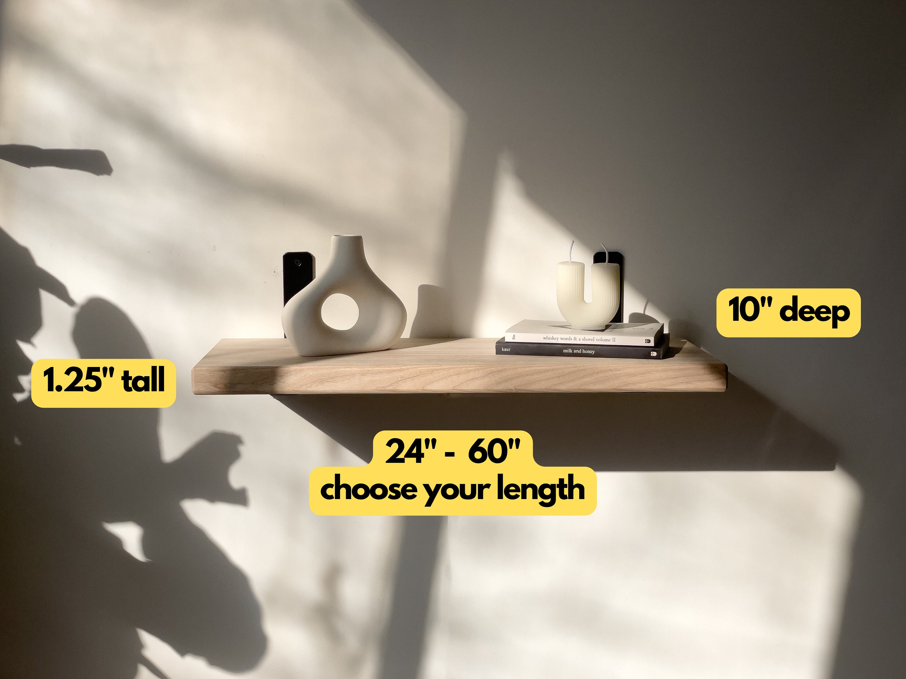 Floating Shelf With Brackets Custom Size Shelves Handmade Etsy