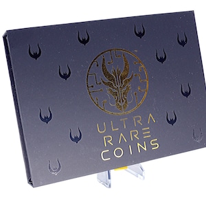 Gold Foil Coin Display Box: Soft Touch, Magnetic Closure, Holds Two 1.75&quot; Coins