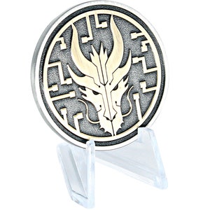1,75" Techno Dragon Challenge-munt | Tweekleurige metalen munt | 3D-draakverzamelmunt | Bordspel-upgrade | Fantasie draken tarotmunt