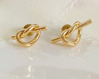 Tie the Knot Stud Earrings | Bridesmaid Earrings Gift | Bridal Party Jewelry | 18K Gold Plated Knot Earrings | Gold or Silver