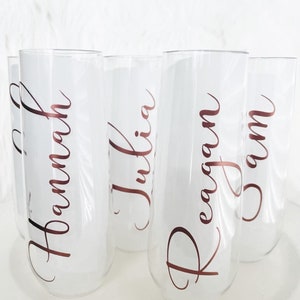 Customized Champagne Flutes Plastic, Personalized Champagne Flutes, Champagne Flutes for Bridesmaid, Birthdays, Bachelorette, Holidays