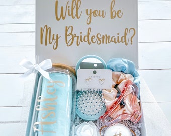 Custom Bridesmaid Proposal Box, Bridesmaid Proposal Box in Blue, Will you be my Bridesmaid gift box, Bridesmaid gift box set in light blue