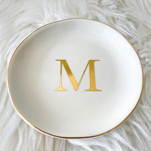 Personalized Jewelry Dish | Custom Ring Dish | Wedding Ring Holder | Anniversary, Birthday, Engagement Gift for Her Single Letter