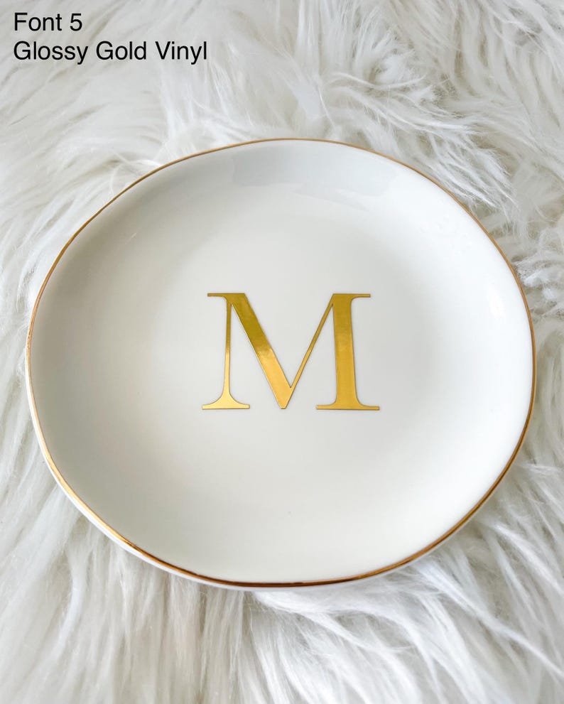 Personalized Jewelry Dish | Custom Ring Dish | Wedding Ring Holder | Anniversary, Birthday, Engagement Gift for Her Single Letter