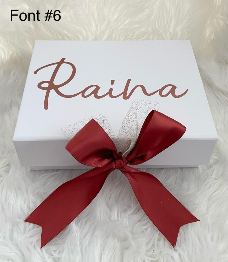 Personalized Gift Box, Custom Empty Box, Gift Box with Name, Pink or White Gift Box for Special Occasion, Bridesmaid Proposal Box image 1