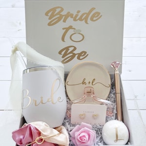 Personalized Bridal Gift Box | Bride To Be Gift | Bridal Shower Gift | Engagement Gift for Bride | Custom Wedding Gift Box | Future Mrs Gift Deluxe/Wine Tumbler