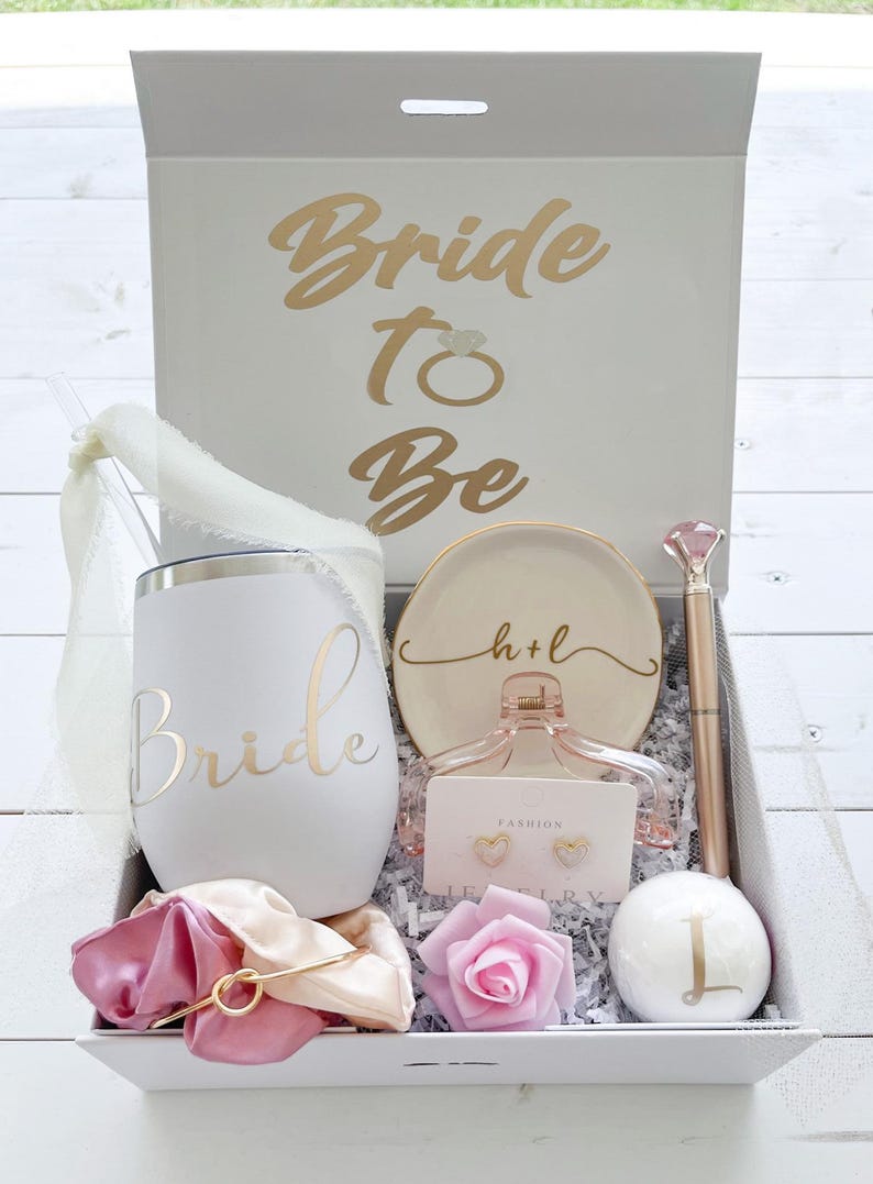 Personalized Bridal Gift Box | Bride To Be Gift | Bridal Shower Gift | Engagement Gift for Bride | Custom Wedding Gift Box | Future Mrs Gift Deluxe/Wine Tumbler