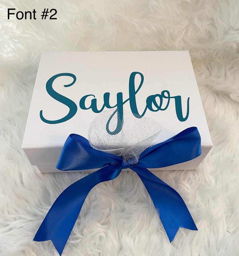 Personalized Gift Box, Custom Empty Box, Gift Box with Name, Pink or White Gift Box for Special Occasion, Bridesmaid Proposal Box image 8