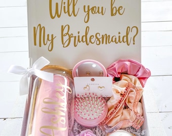 Bridesmaid Proposal Box, Custom Will You Be My Bridesmaid Box, Custom Bridesmaid Proposal Box in Pink, Bridesmaid gift box set in pink
