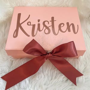 Personalized Gift Box, Custom Empty Box, Gift Box with Name, Pink or White Gift Box for Special Occasion, Bridesmaid Proposal Box image 13