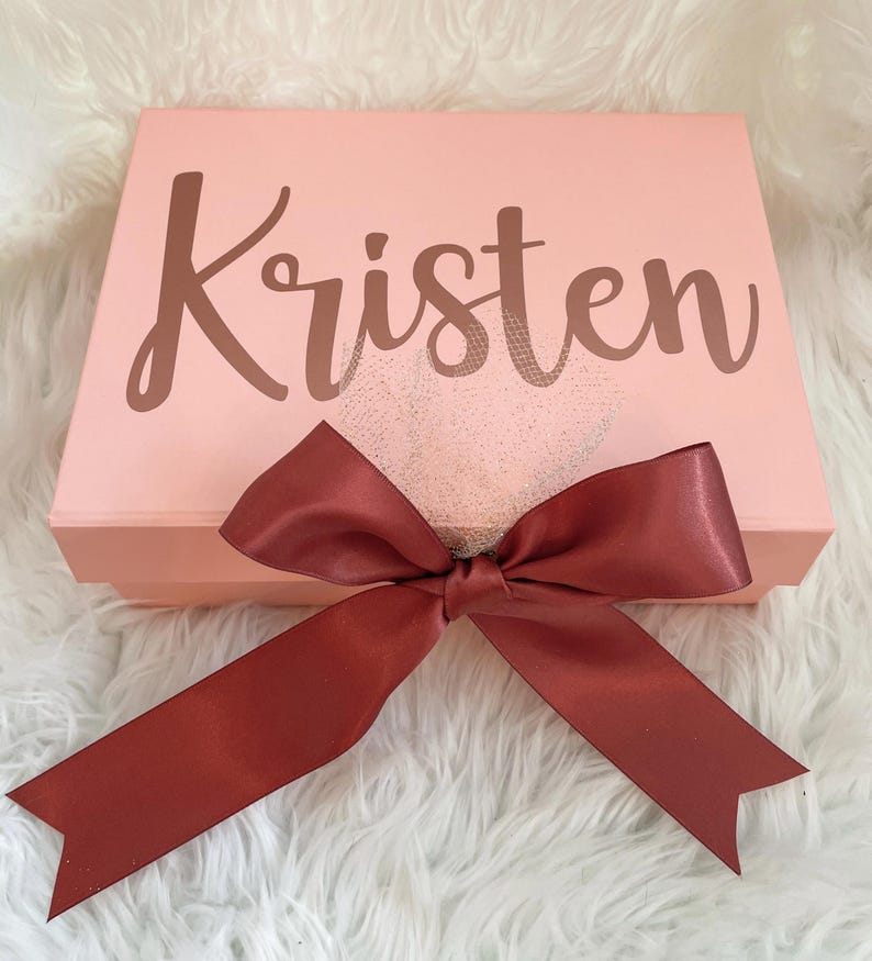 Personalized Gift Box, Custom Empty Box, Gift Box with Name, Pink or White Gift Box for Special Occasion, Bridesmaid Proposal Box image 13