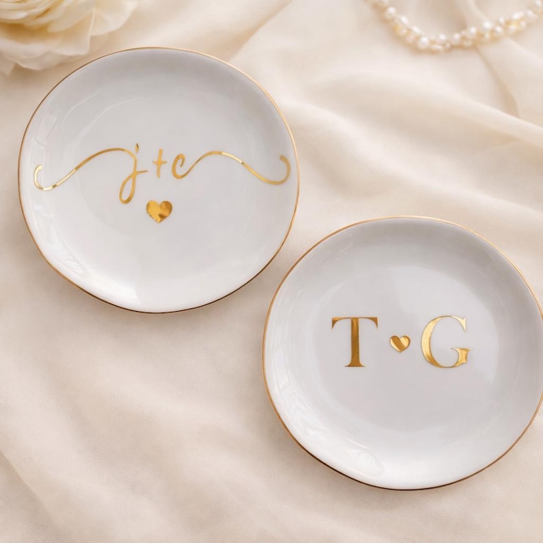Personalized Jewelry Dish | Custom Ring Dish | Wedding Ring Holder | Anniversary, Birthday, Engagement Gift for Her immagine 1