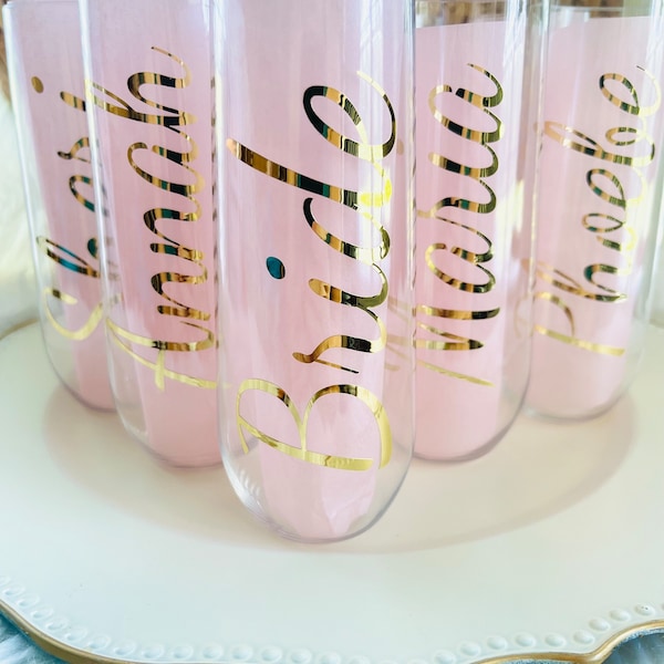 Customized Champagne Flutes Plastic, Personalized Champagne Flutes, Custom Champagne Flutes for Birthday, Bachelorette, Wedding, Events