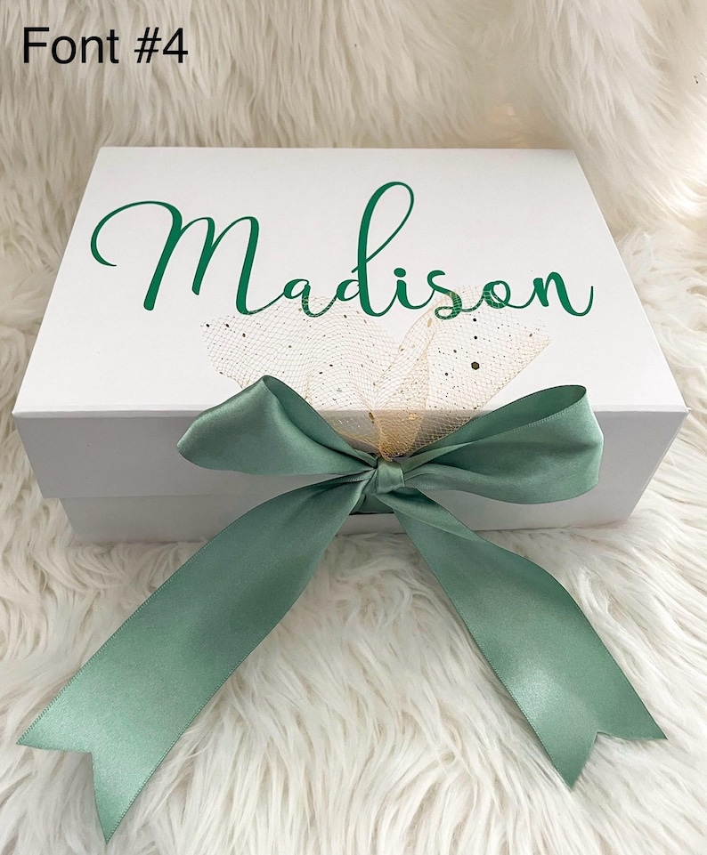 Personalized Gift Box, Custom Empty Box, Gift Box with Name, Pink or White Gift Box for Special Occasion, Bridesmaid Proposal Box image 9